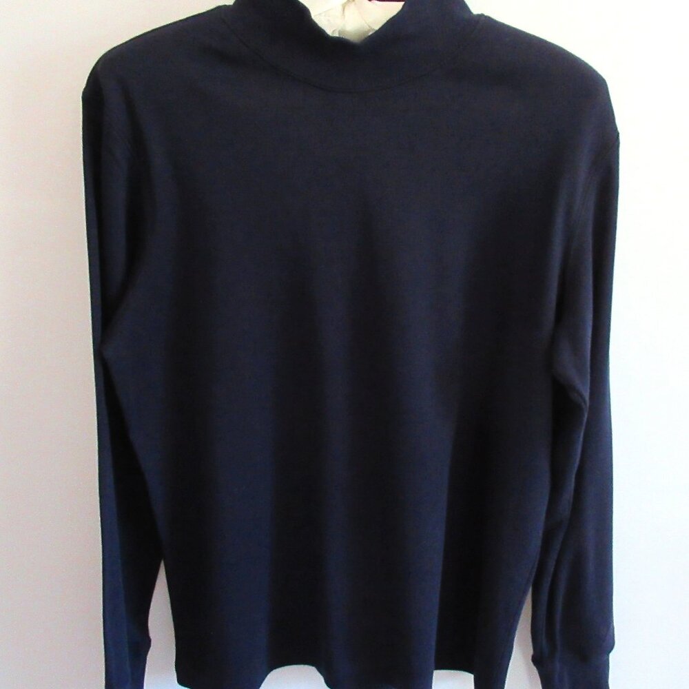 Taylor & Henry navy blue cotton blend long sleeve mock neck tee *Sz M*